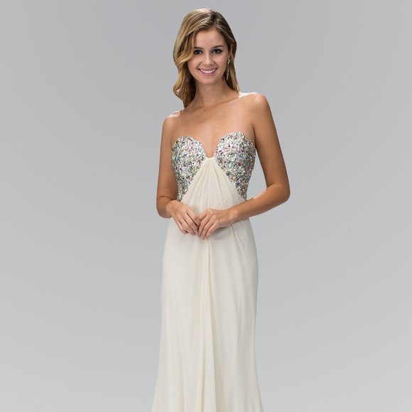 NEW LONG OFF THE SHOULDER SLEEVELESS A-LINE CHIFFON GOWN WITH ZIPPER BACK GL1151 - Picture 1 of 10